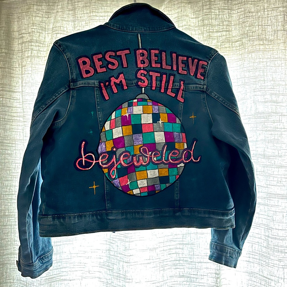 ✨Hand Painted✨-Old Navy Jean jacket-Size XL. Perfect for The Era’s Tour